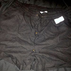 Plus size black linen shorts 3X